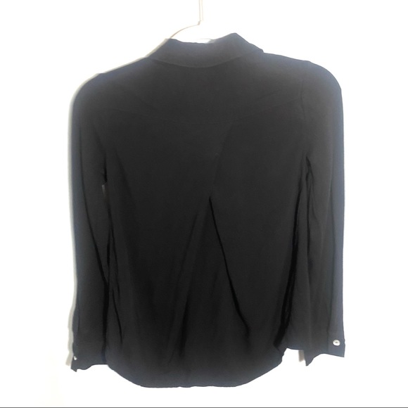 AND EAWY long sleeve collar blouse women’s button down all black size XS - Picture 2 of 2
